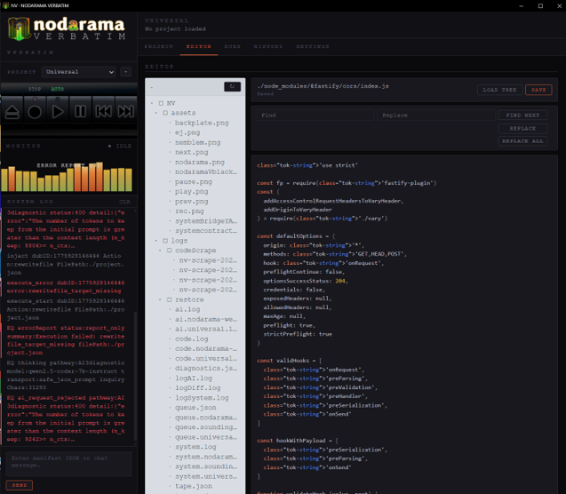 Verbatim built-in editor